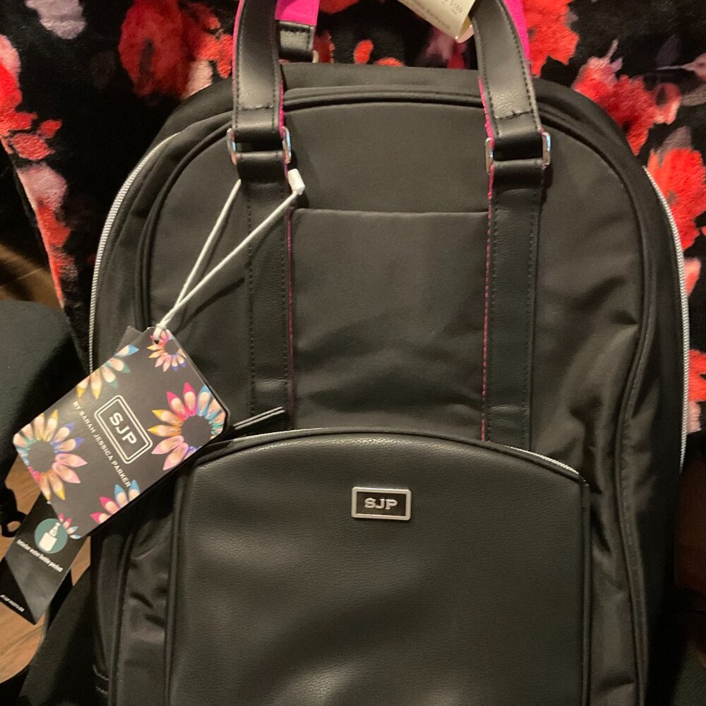 SJP Sarah Jessica Parker 16" RFID Convertible Laptop Backpack - Black/Candy Pink - Picture 9 of 12